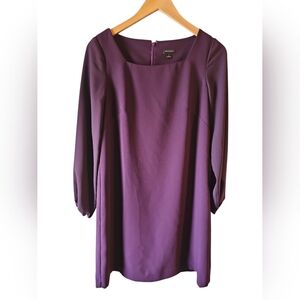 Ann Taylor Size 4 Dark Eggplant Purple Long Sleeve Shift Dress
